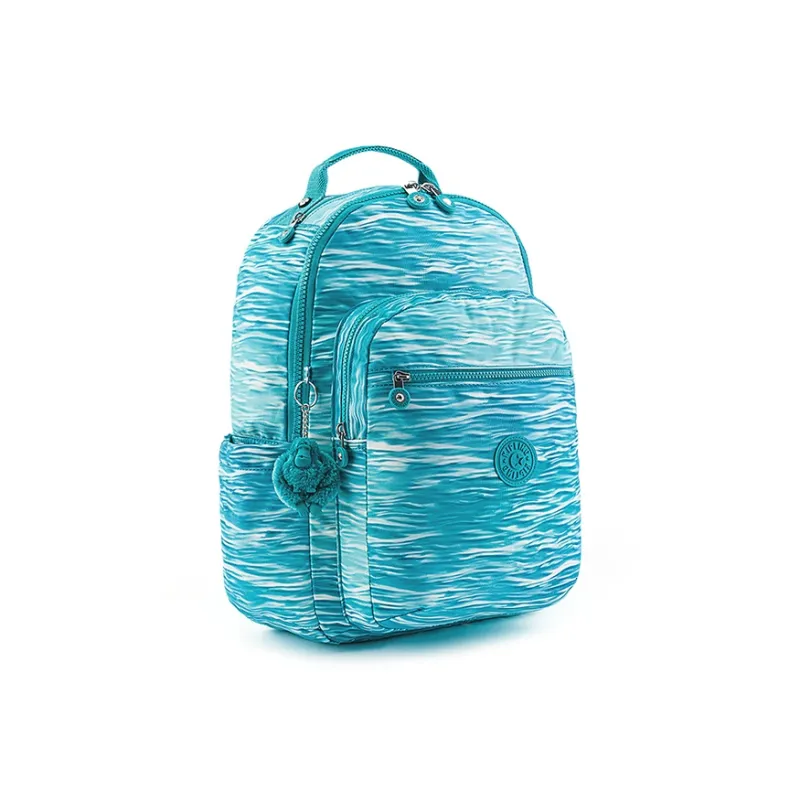 Kipling Polyester Monkey Bag Backpack Unisex Aqua Green Ripple Print-1