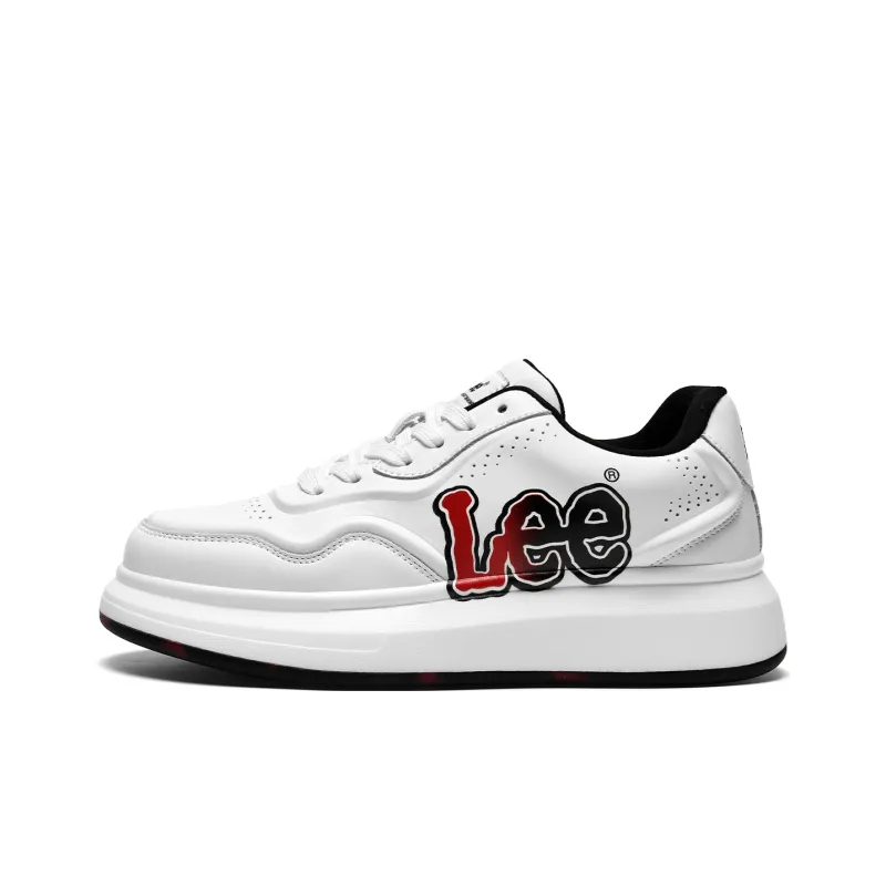 Lee Fashion White Sneakers Comfortable Versatile Classic Trendy Low-Top Skateboard Shoes Men's-0