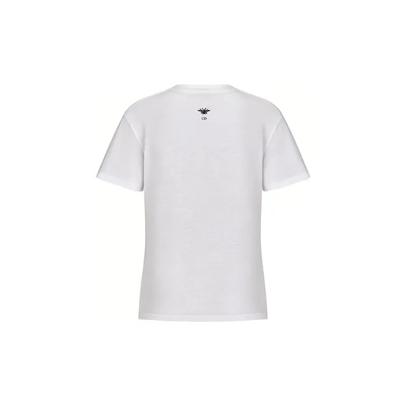 DIOR Geometric Pattern Print Crew Neck Pullover Short Sleeved T Shirt Women's White-1