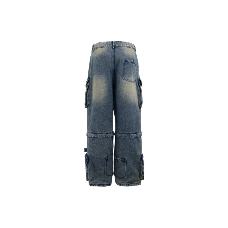 BJHG Cargo Pants Unisex Washed Blue-1