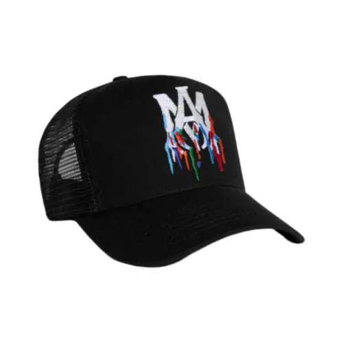 AMIRI Embroidered Paint Drip Am Logo Trucker Snapback Cap
