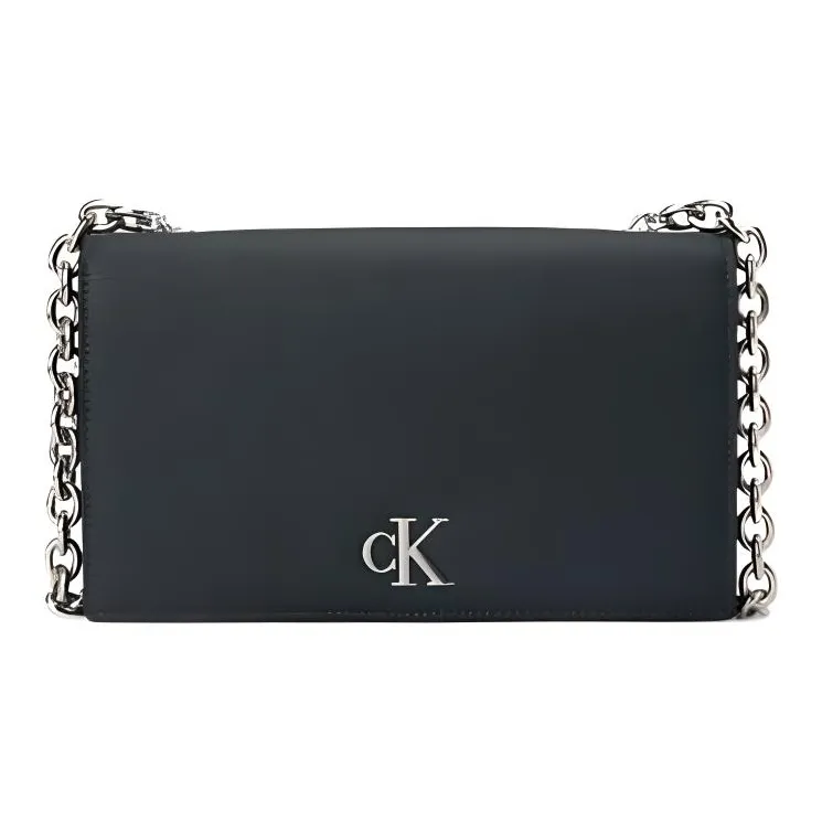 CALVIN KLEIN Artificial Leather Envelope Bag, Chain Wallet, Crossbody Bag, Shoulder Bag Women's Dark Ink Green-0