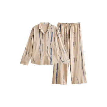Same Language Pajama Set Women's Light Woody Brown Wood Grain