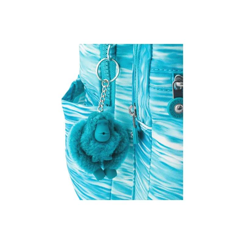 Kipling Polyester Monkey Bag Backpack Unisex Aqua Green Ripple Print-4