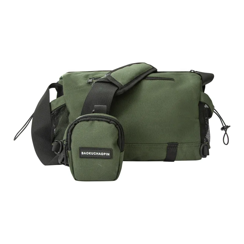 KONADCT Nylon Commute Urban Techwear Crossbody Bag Large Size Unisex Khaki/White/Gray/Army Green-22