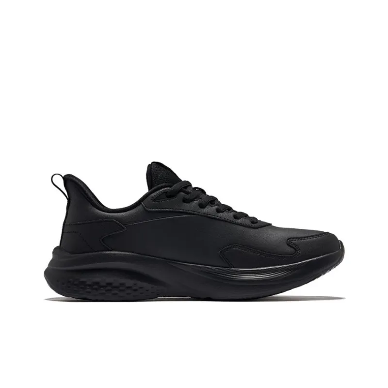 Erke Cushioned Slip Resistant Low Top Sprint Running Shoes Men's Jet Black-1