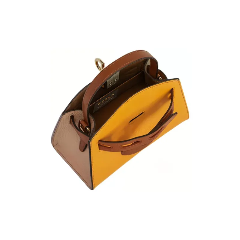 Furla Margherita Collection Grain Leather Dome Bag, Shoulder Bag, Crossbody Bag, Handbag Mini Women's Ginger Yellow-4