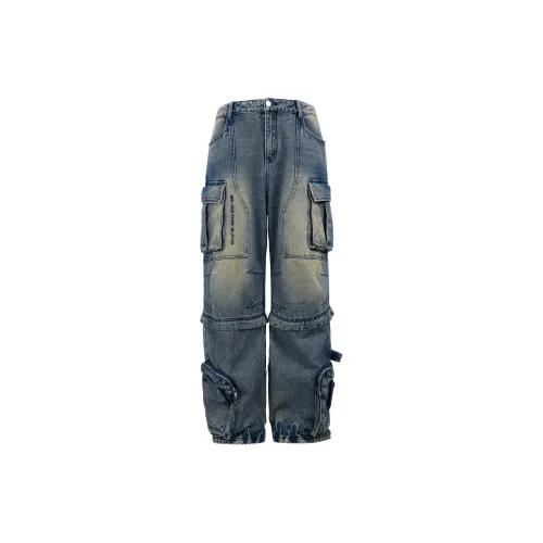 BJHG Cargo Pants Unisex Washed Blue