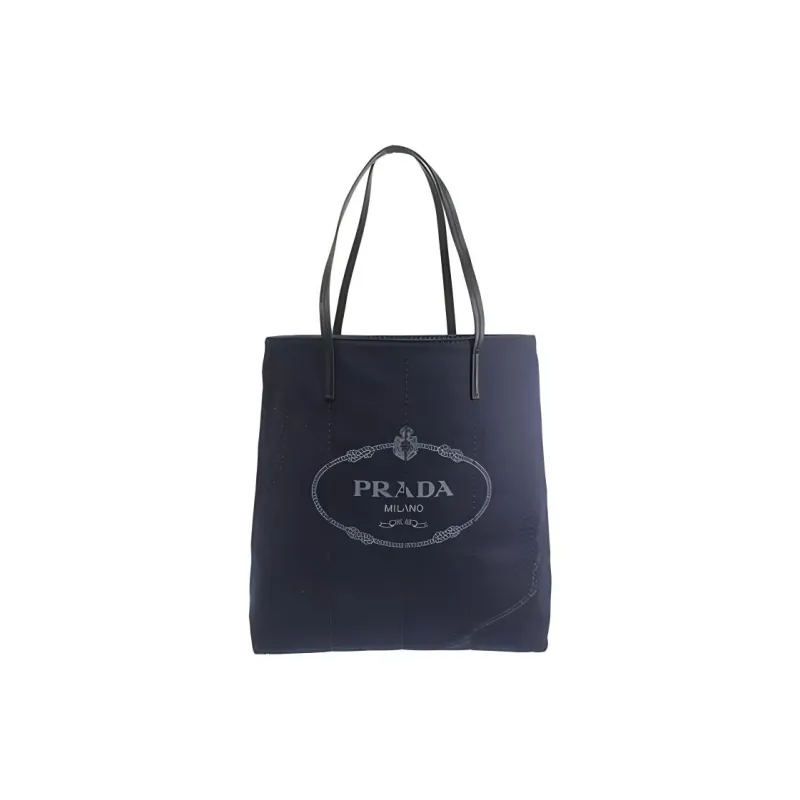 PRADA Denim With Leather One Shoulder Handbags Large Size Women's Blue-0