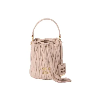 MIU MIU Matelassé Leather Bucket Bag Handbag Shoulder Bag Crossbody Bag Women's Pink Pink