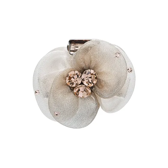 ROYALSASA Silk Chiffon Faux Crystal Acrylic Hair Claw Clip Women's-3