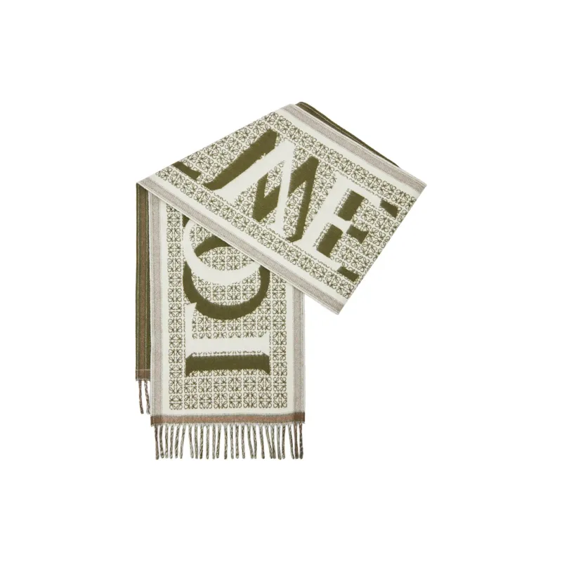 LOEWE Wool, Cashmere, Cashmere Knit Scarves Women's Dark Green-1