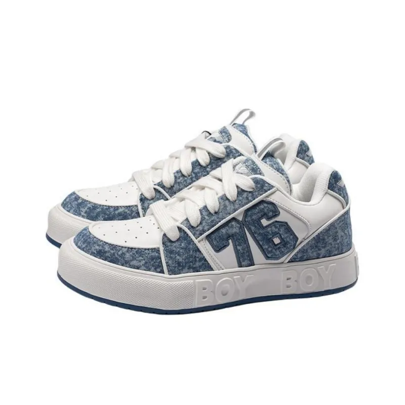 Boy London Wear Resistant Low Top Skateboard Shoes Unisex Blue-2