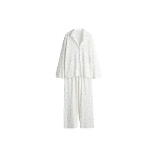 H&M Pajama Set Women's White/Bowknot