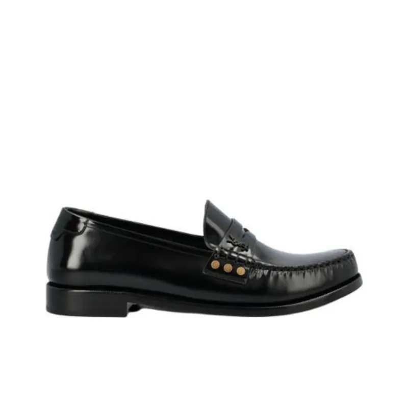 SAINT LAURENT Almond toe Leather Loafers-1