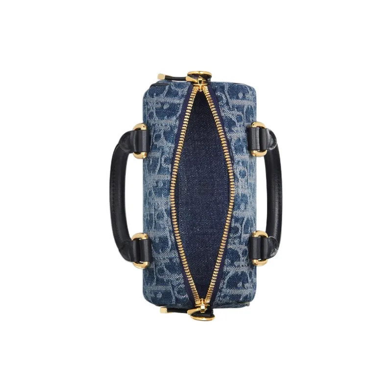 DIOR Oblique Jacquard Fabric Shoulder Bag Crossbody Bag Handbag Mini Women's Blue-3