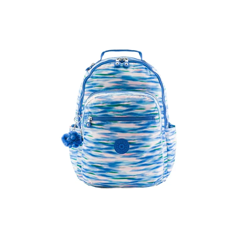 Kipling Polyester Backpack Unisex Diluted Blue Pink Print-0