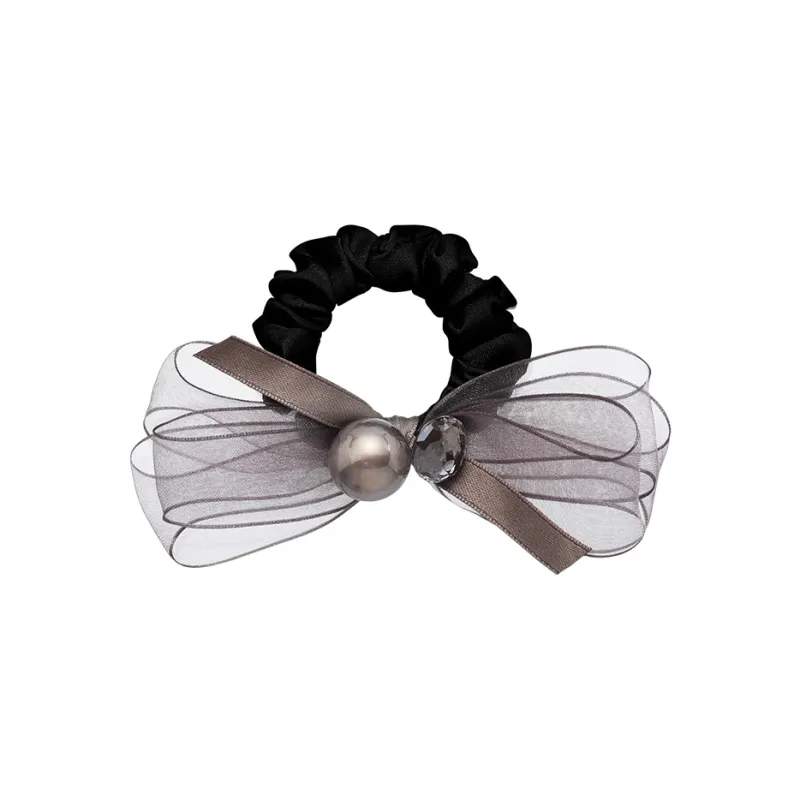 ROYALSASA Silk Chiffon Faux Crystal Faux Pearl Hair Tie Women's-6
