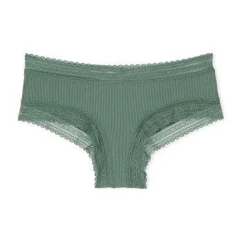 Victoria's Secret PINK Wink Lace-Trim Cheeky Panty / Fresh Forest Underpants Women's 1 Pack Fresh Forest