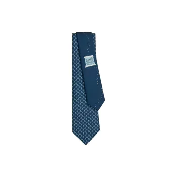 HERMES Silk Ties Unisex Ocean/Blue/White