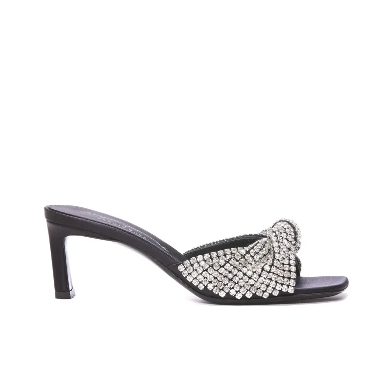 SERGIO ROSSI Abrasion Resistant Slide Slippers 6cm Women's Black-1