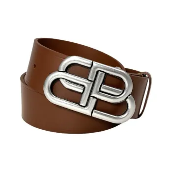 Balenciaga Calfskin Leather Belts Men's Brown 3.5CM