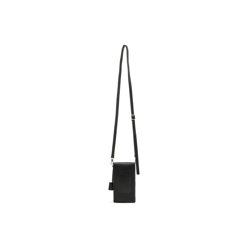 Yohji Yamamoto Cow Leather Crossbody Bags Cell Phone Pouch Unisex Black-3