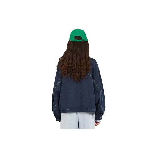 MUGUOGUOMU Denim Jacket Women's Dark Denim Blue