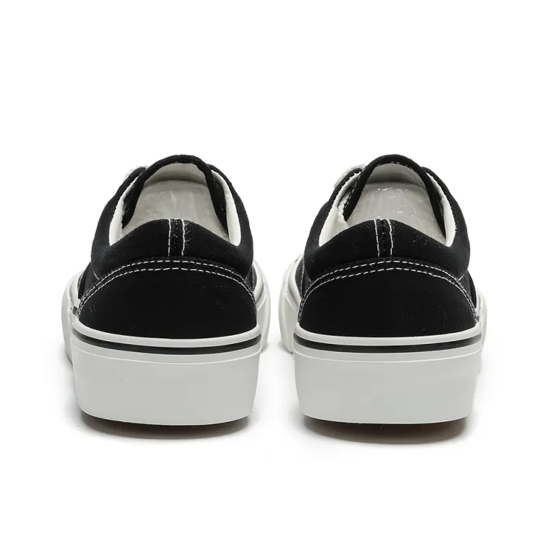 Dafu Leaps Forward Anti Slip Wear Resistant Low Top Canvas Shoes Unisex Midnight Black-3