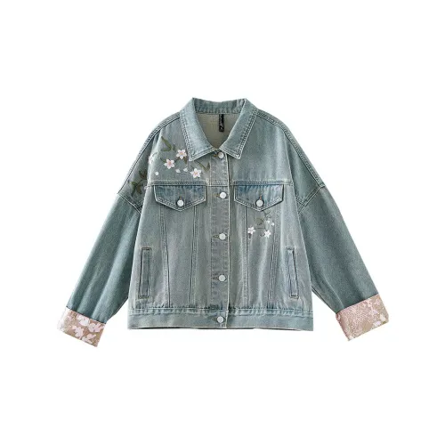 OUNIXUE Denim Jackets Women's Blue