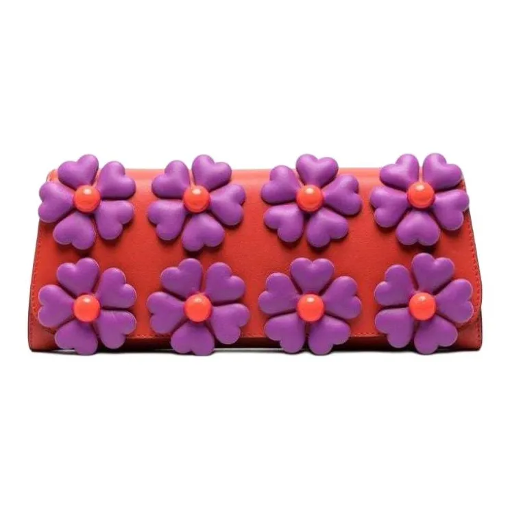 MOSCHINO Calfskin Baguette Bag Clutch Women's Red-0