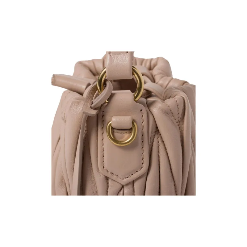 MIU MIU Matelassé Leather Bucket Bag, Handbag, Shoulder Bag, Crossbody Bag Women's Pink-3