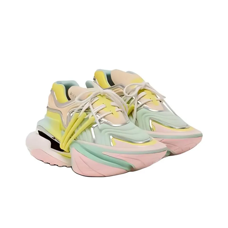BALMAIN Unicorn Low Top Casual Shoes Women's Yellow Green-2