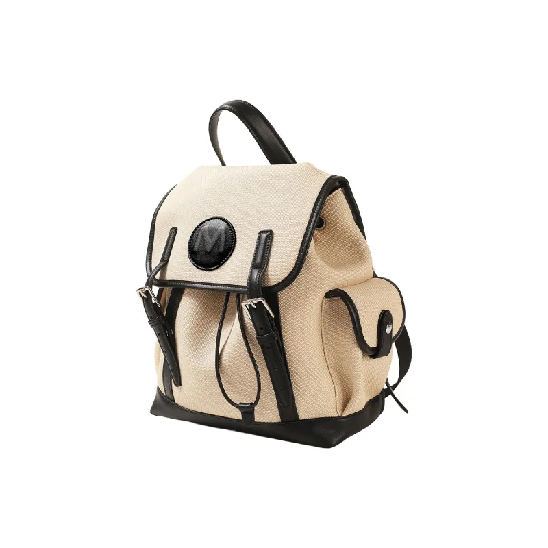 Miao Di Water Repellent PU Leather Drawstring Backpack Regular Women's Mist White-1