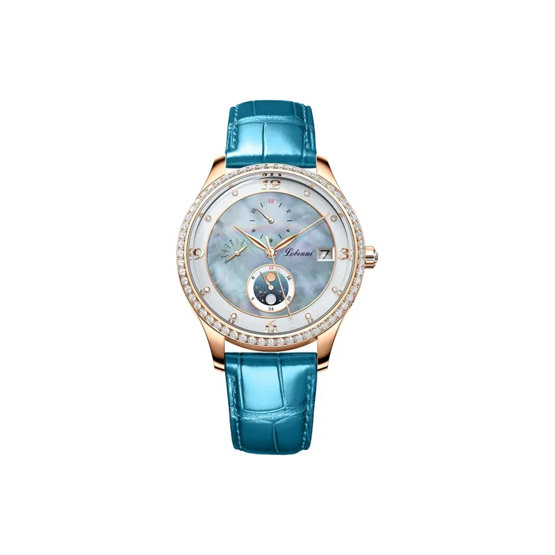 LOBINNI L Elegant Women's Watch Automatic Mechanical Movement Cowhide Strap Watch Women's Watch White Dial-10