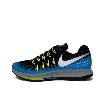 Nike Pegasus 33 Anti Slip Wear Resistant Low Top Running Shoes Unisex White Blue