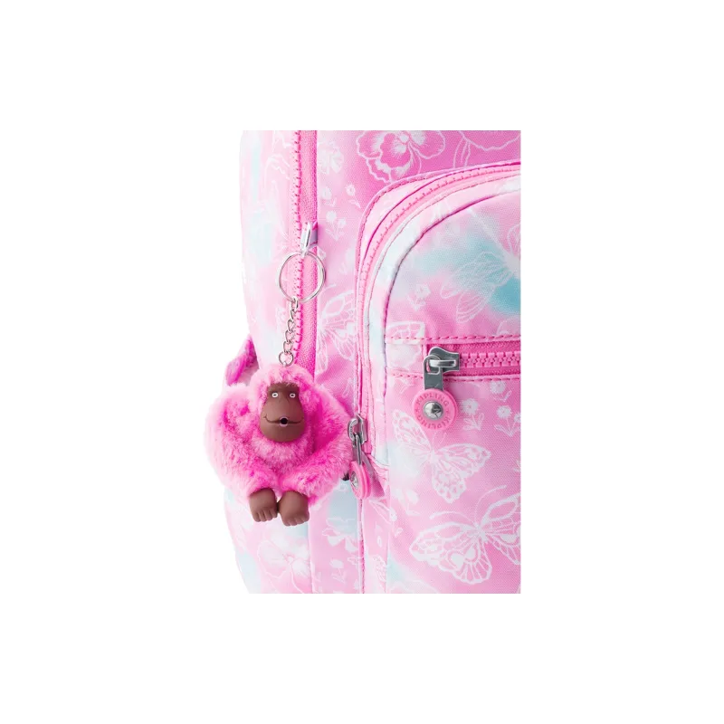 Kipling Polyester Monkey Backpack 14 Inch Laptop Bag Unisex Dreamy Butterfly Pink Cloud Print-4