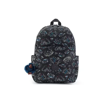 Kipling Students Commute 14 Inches HAYDAR Collection Unisex Black With Jungle Trail Running Print