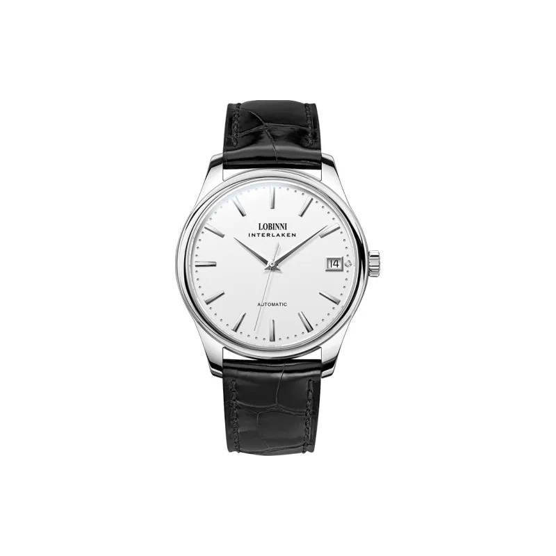 LOBINNI L Mechanical Movement Cowhide Strap Watch Women's Watch White Dial-1