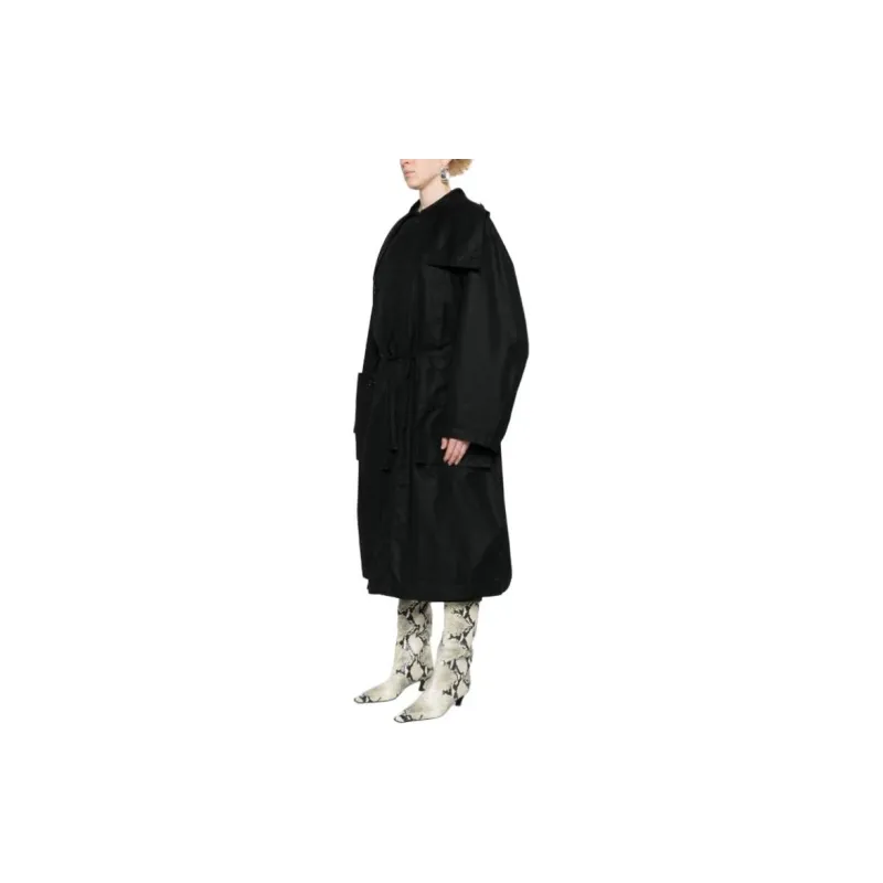 Lemaire Light Asymmetrical Coat 'Black'-2