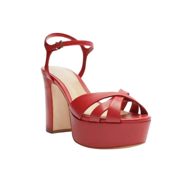 Schutz Keefa Strap Sandals 10.5cm Women's Red-2