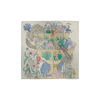 HERMES Silk Silk Scarves Women's Silver Gray