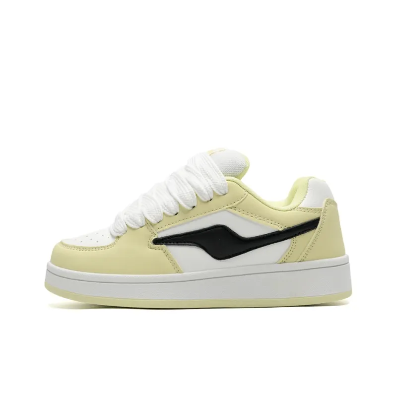 CHERRY&KALIKA Low Top Skateboard Shoes Unisex White Light Yellow-0