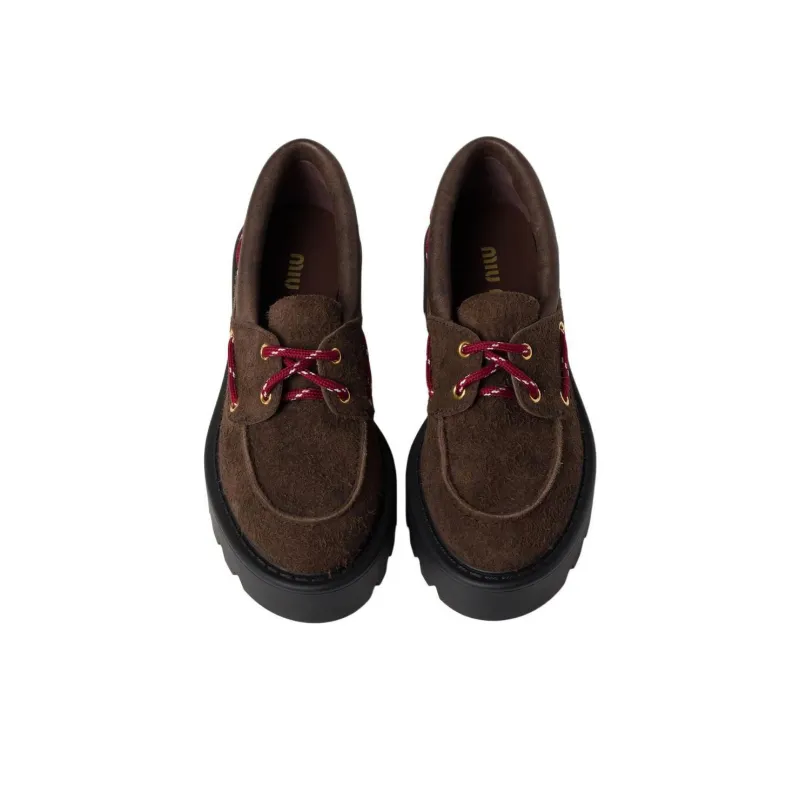 MIU MIU Suede Loafers Loafers Women's Brown-3
