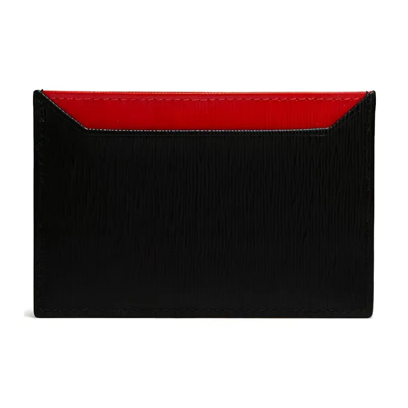 PRADA Cow Leather Card Holder Regular Women's Black/Red-2