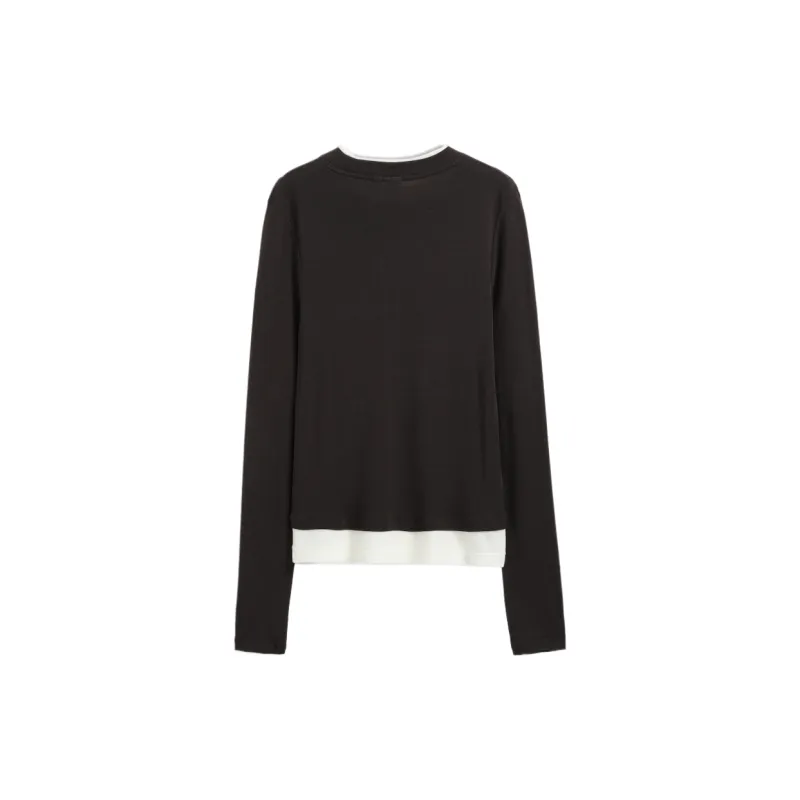 GAP Color Blocking Patchwork Slim Fit Minimalist Style Slimming Inner Layer Top Long Sleeved T Shirts Women's-5