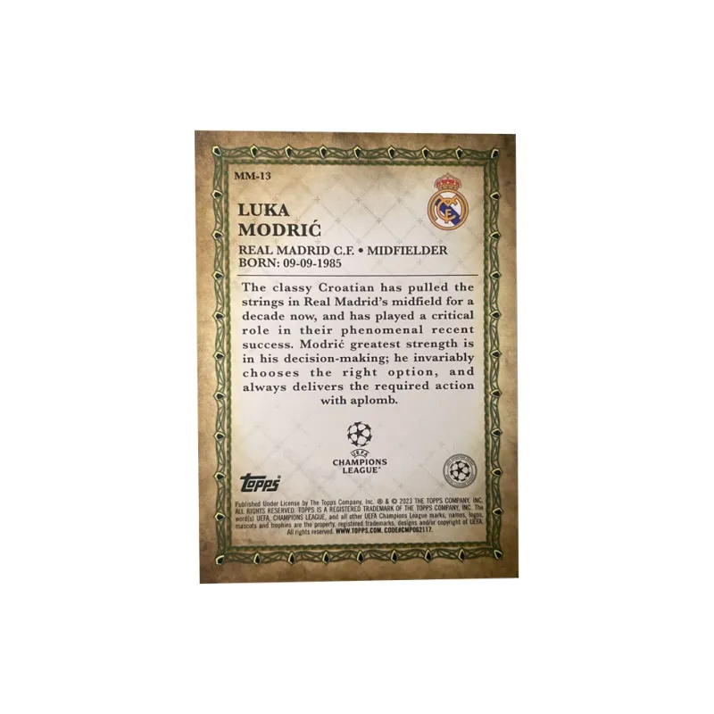Topps Luka Modrić 2023 Merlin Real Madrid, Master Card, Silver Fold, Player Card, Card Product Access Sports Cards 1 Pc-1