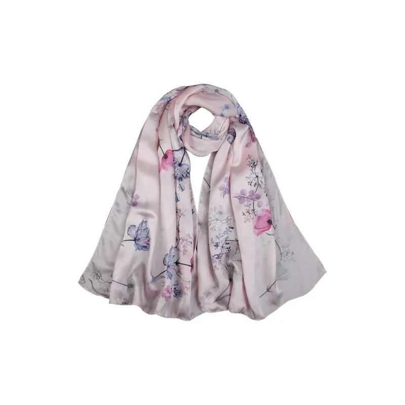 Shanghai Story 100% Mulberry Silk Scarves Women's Lotus Charm, Light Green, Gift Box Set-53