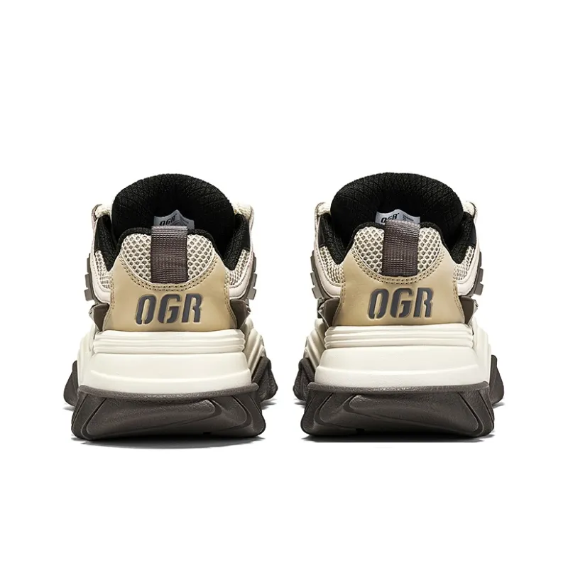 OGR Wave Rider Skateboard Shoes Unisex Low Top White Brown-4