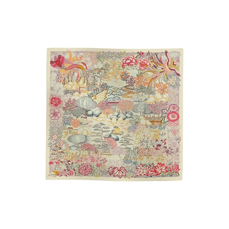 HERMES Mulberry Silk Silk Scarves Women's Vanilla-1